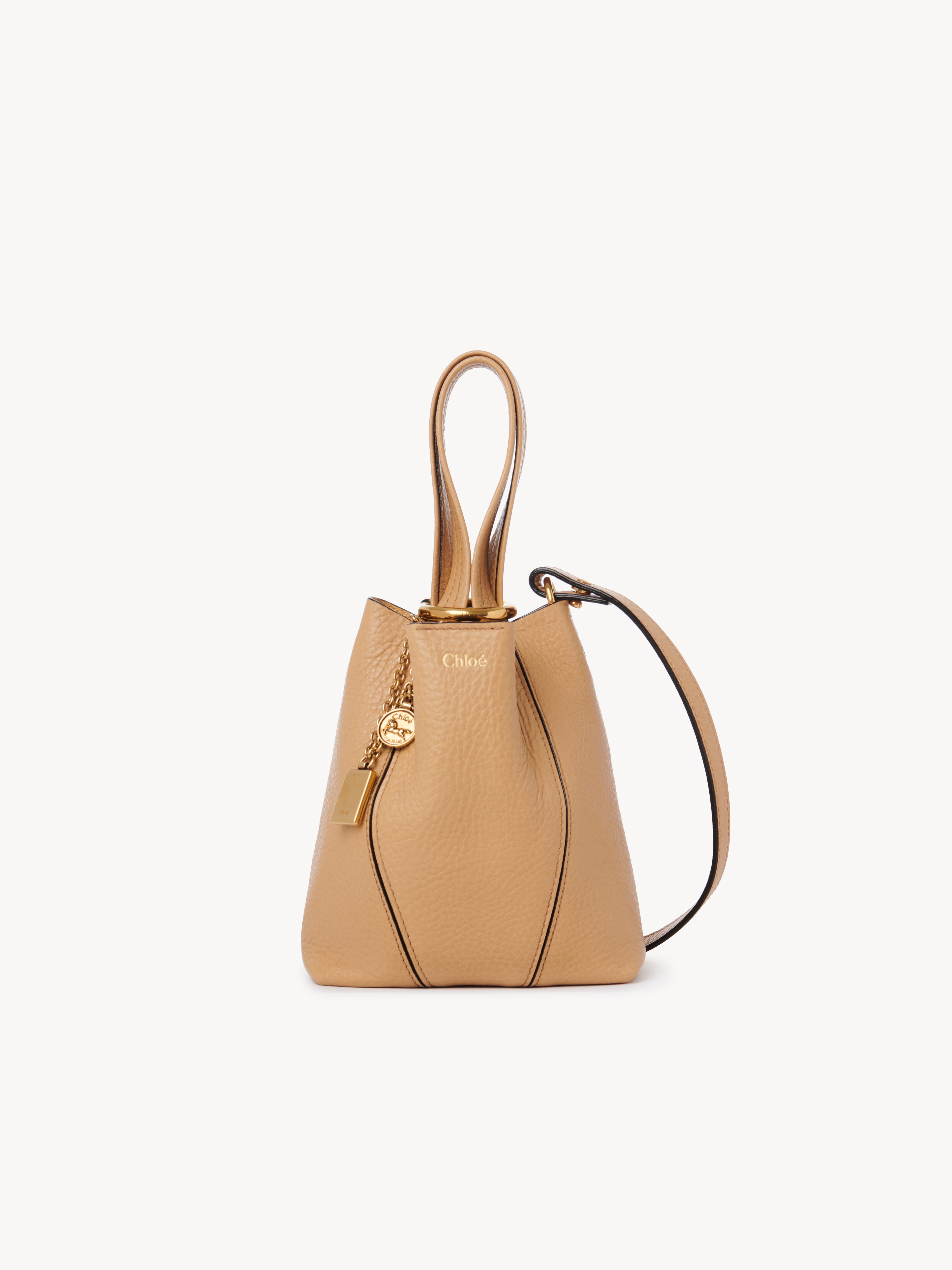 【関税＆送料込み】ChloAC Small Beige Khaki Suede Spin Tote Chloé Spin Tote Bag In Suede Leather in Motty grey | Chloé CH